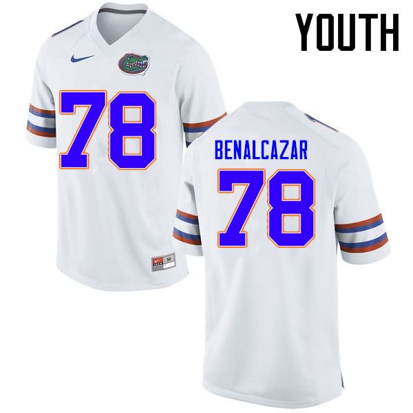 Youth NCAA Florida Gators Ricardo Benalcazar #78 Stitched Authentic Nike White College Football Jersey GBB7565GN